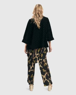 Women Alembika Jackets<Dot Flocked Swing Jacket, Black