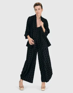 Women Alembika Jackets<Dot Flocked Swing Jacket, Black