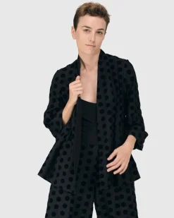 Women Alembika Jackets<Dot Flocked Swing Jacket, Black