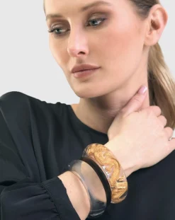 Women Alembika Accessories<Dragon Inlay Bangle Bracelet, Gold