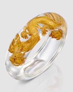 Women Alembika Accessories<Dragon Inlay Bangle Bracelet, Gold