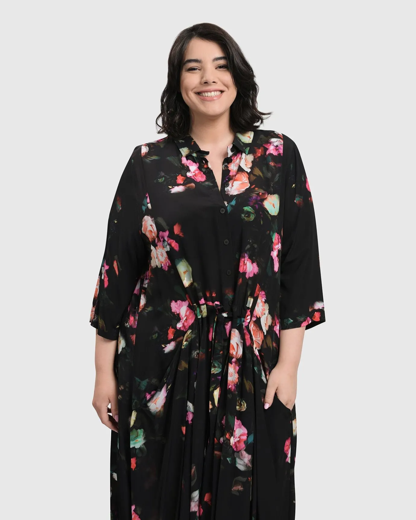 Women Alembika Plus<Drinks-On-Me Maxi Shirt Dress, Floral
