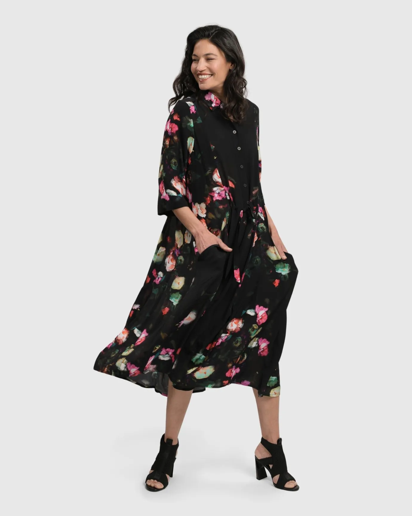 Women Alembika Plus<Drinks-On-Me Maxi Shirt Dress, Floral