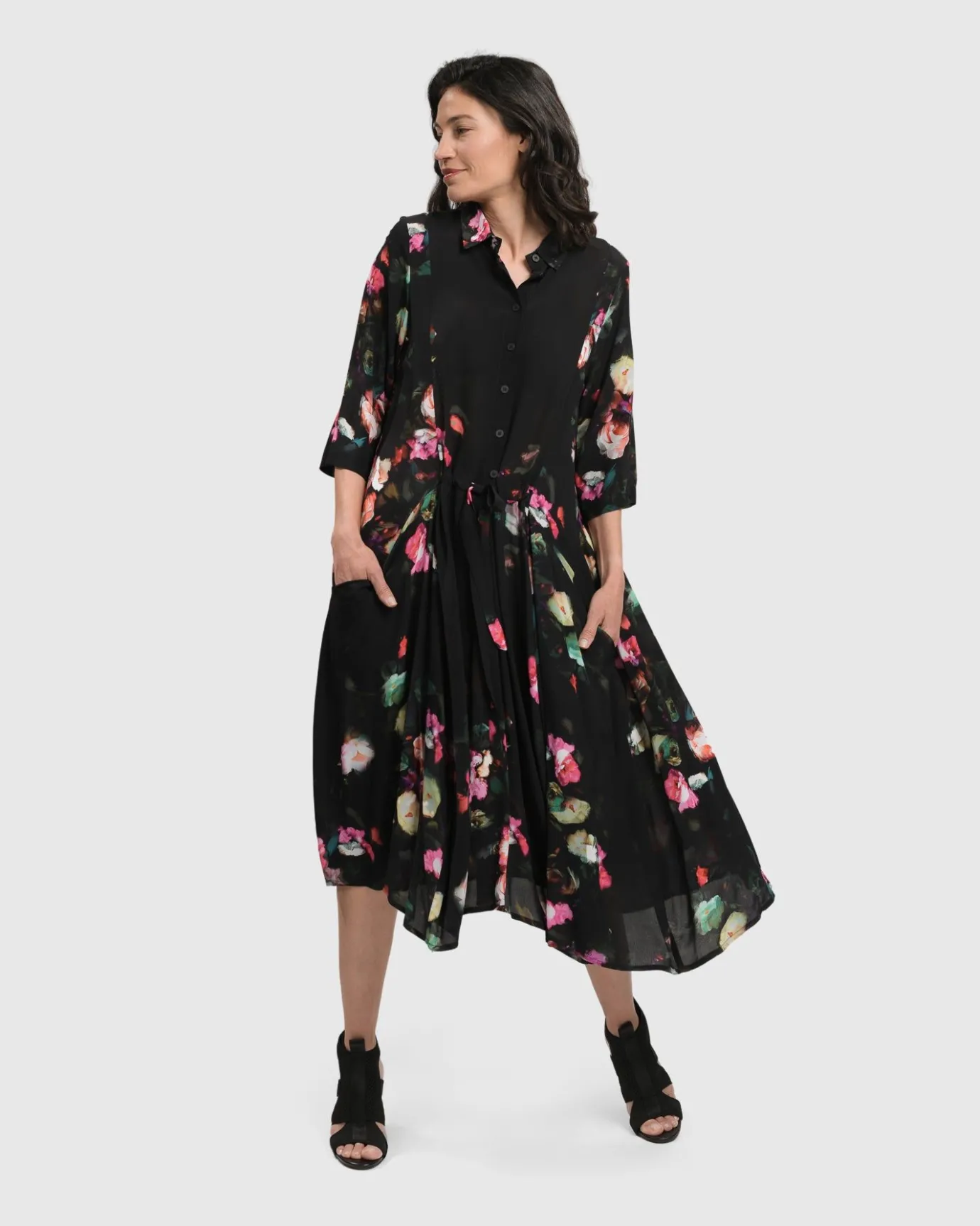 Women Alembika Plus<Drinks-On-Me Maxi Shirt Dress, Floral