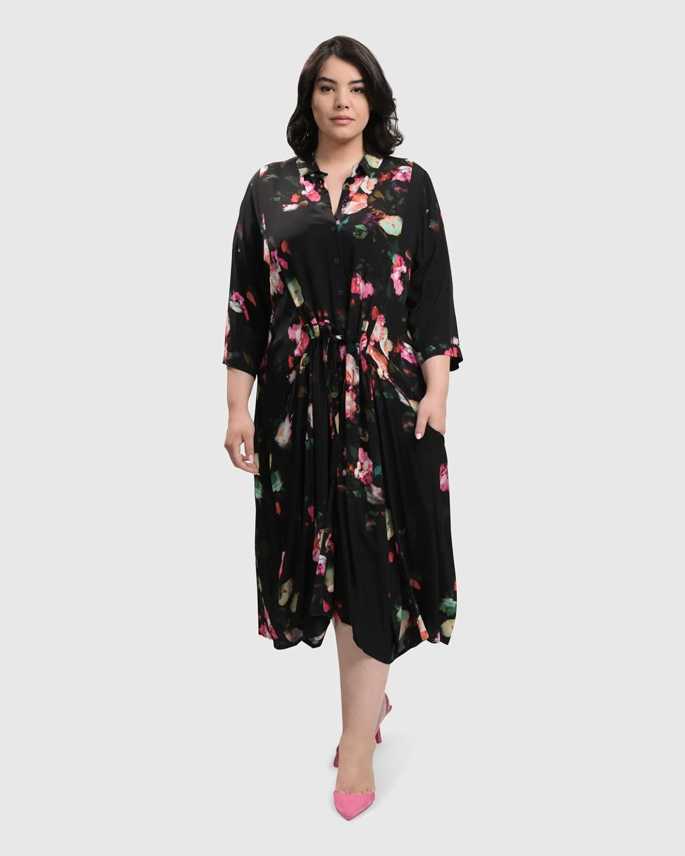 Women Alembika Plus<Drinks-On-Me Maxi Shirt Dress, Floral