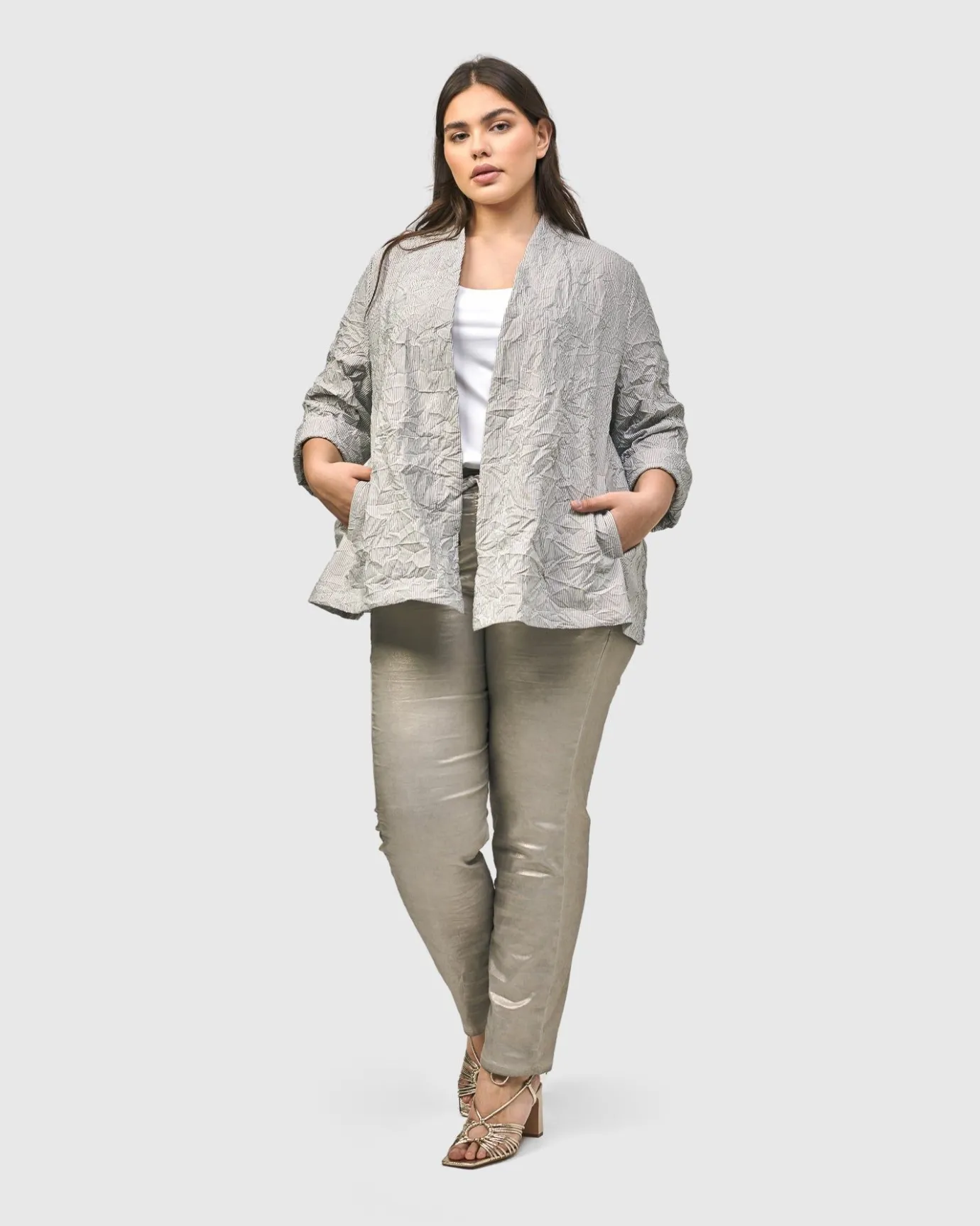 Women Alembika Plus<Electra Woven Jacket, Stripes
