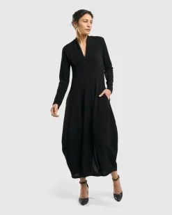Women Alembika Dresses<Elvira Cocoon Dress, Black