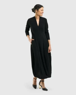 Women Alembika Dresses<Elvira Cocoon Dress, Black