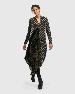 Women Alembika Plus<Equinox Cocoon Dress, Gold