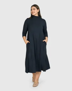 Women Alembika Plus<Essential A-Line Dress, Ocean