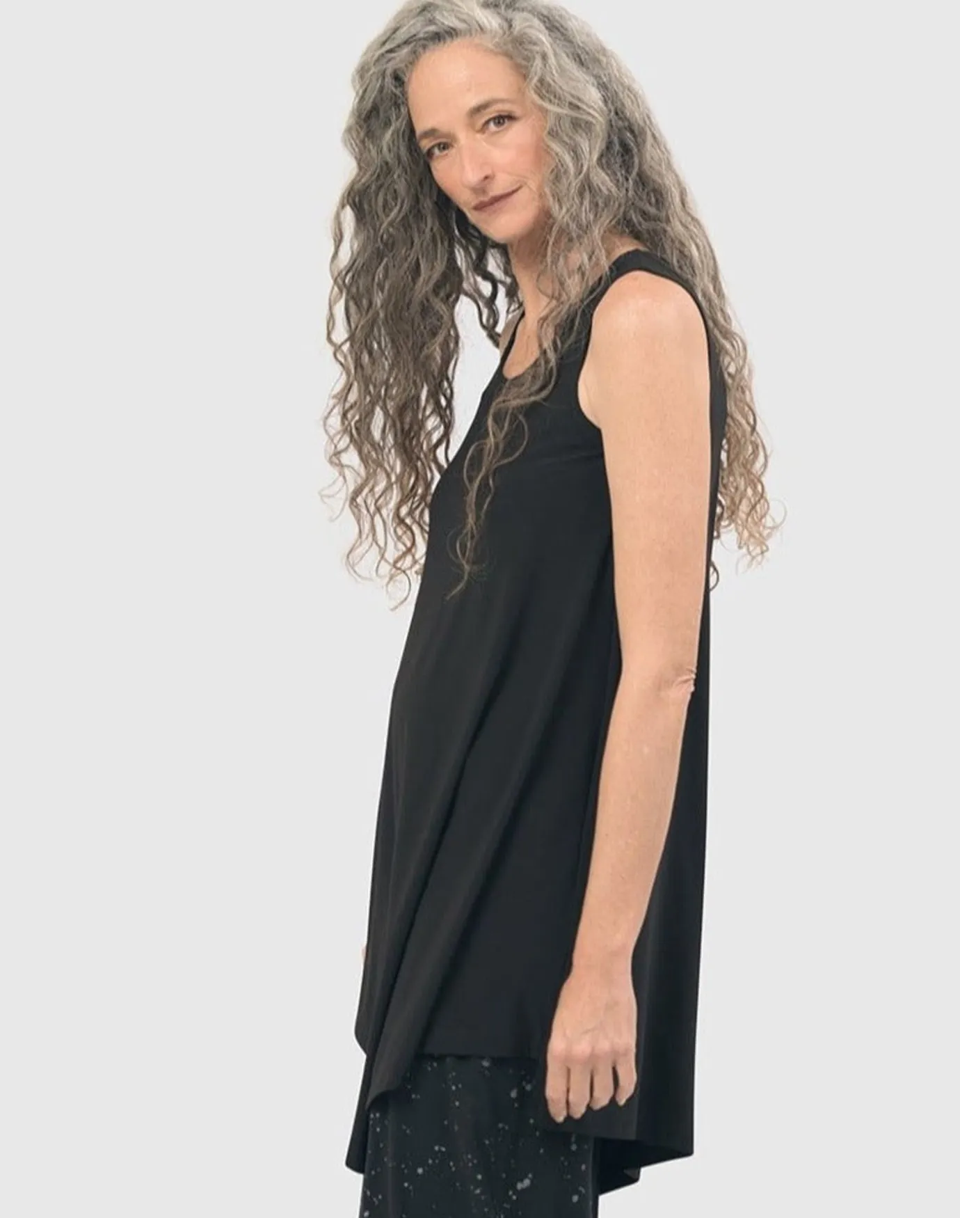 Women Alembika Tops & Tunics<Essential Asymmetrical Tunic Tank Top, Black