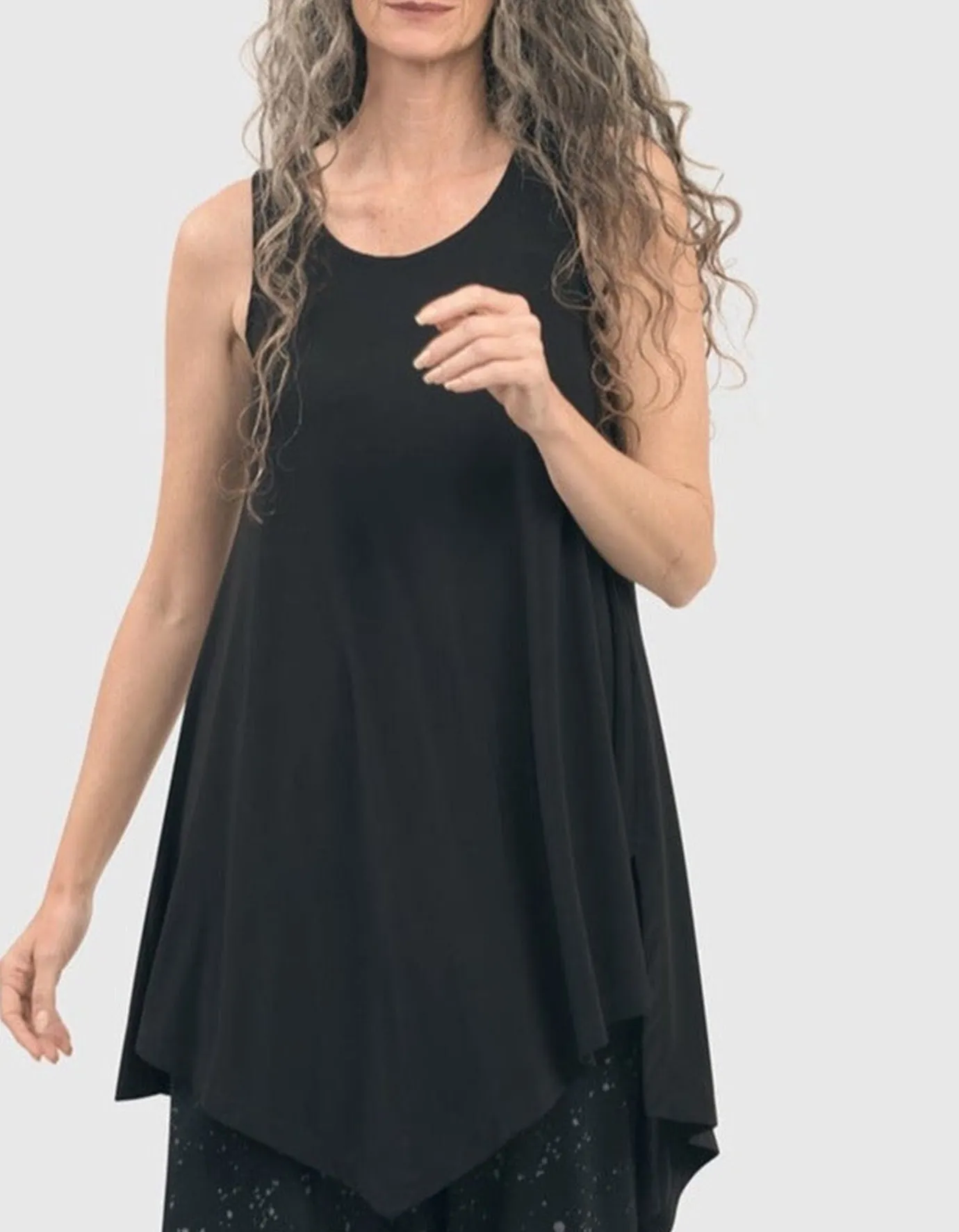 Women Alembika Tops & Tunics<Essential Asymmetrical Tunic Tank Top, Black