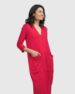 Women Alembika Dresses<Essential Cargo Dress, Red Rose