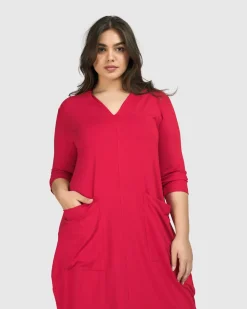 Women Alembika Plus<Essential Cargo Dress, Red Rose