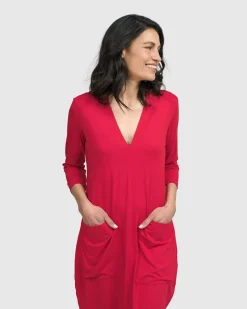 Women Alembika Plus<Essential Cargo Dress, Red Rose