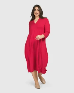 Women Alembika Plus<Essential Cocoon Dress, Red Rose