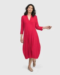 Women Alembika Plus<Essential Cocoon Dress, Red Rose