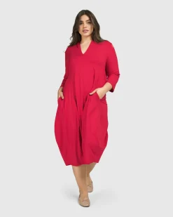 Women Alembika Plus<Essential Cocoon Dress, Red Rose