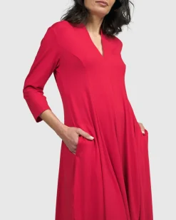 Women Alembika Dresses<Essential Cocoon Dress, Red Rose