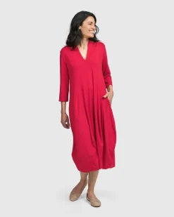 Women Alembika Dresses<Essential Cocoon Dress, Red Rose