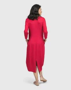 Women Alembika Dresses<Essential Cocoon Dress, Red Rose