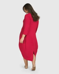 Women Alembika Dresses<Essential Cocoon Dress, Red Rose