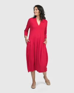 Women Alembika Dresses<Essential Cocoon Dress, Red Rose