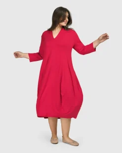 Women Alembika Dresses<Essential Cocoon Dress, Red Rose
