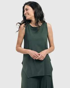 Women Alembika Tops & Tunics<Essential Cutaway Tank Top, Green
