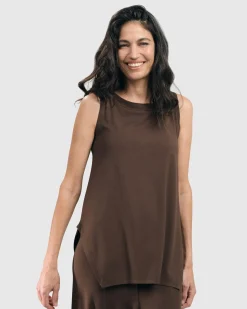 Women Alembika Tops & Tunics<Essential Cutaway Tank Top, Coffee