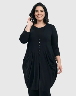 Women Alembika Plus<Essential Draped Cocoon Jacket, Black