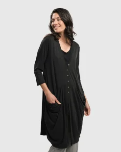 Women Alembika Jackets<Essential Draped Cocoon Jacket, Charcoal
