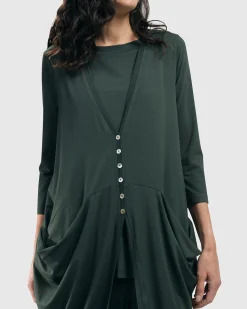 Women Alembika Jackets<Essential Draped Cocoon Jacket, Green