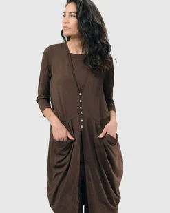 Women Alembika Jackets<Essential Draped Cocoon Jacket, Coffee