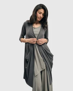 Women Alembika Jackets<Essential Draped Cocoon Jacket, Grey