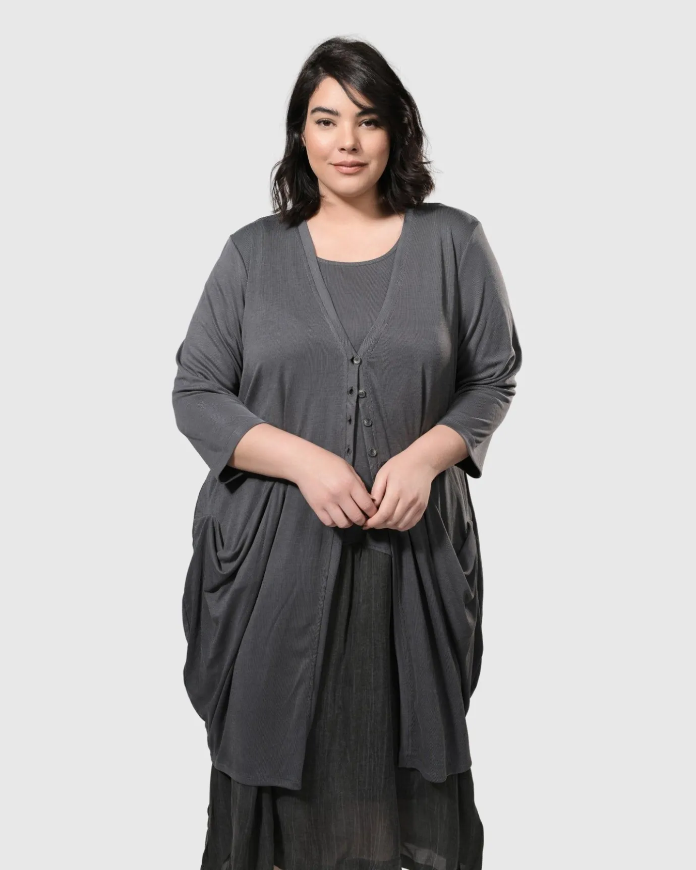 Women Alembika Jackets<Essential Draped Cocoon Jacket, Grey