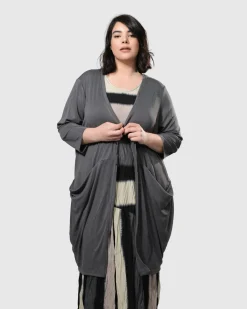 Women Alembika Jackets<Essential Draped Cocoon Jacket, Grey