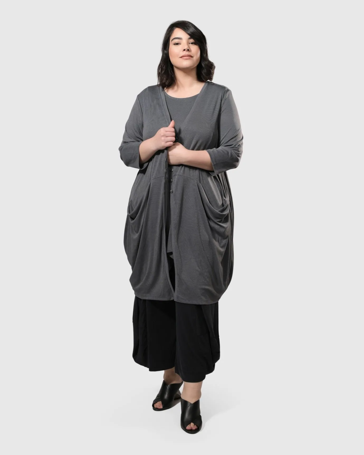 Women Alembika Jackets<Essential Draped Cocoon Jacket, Grey