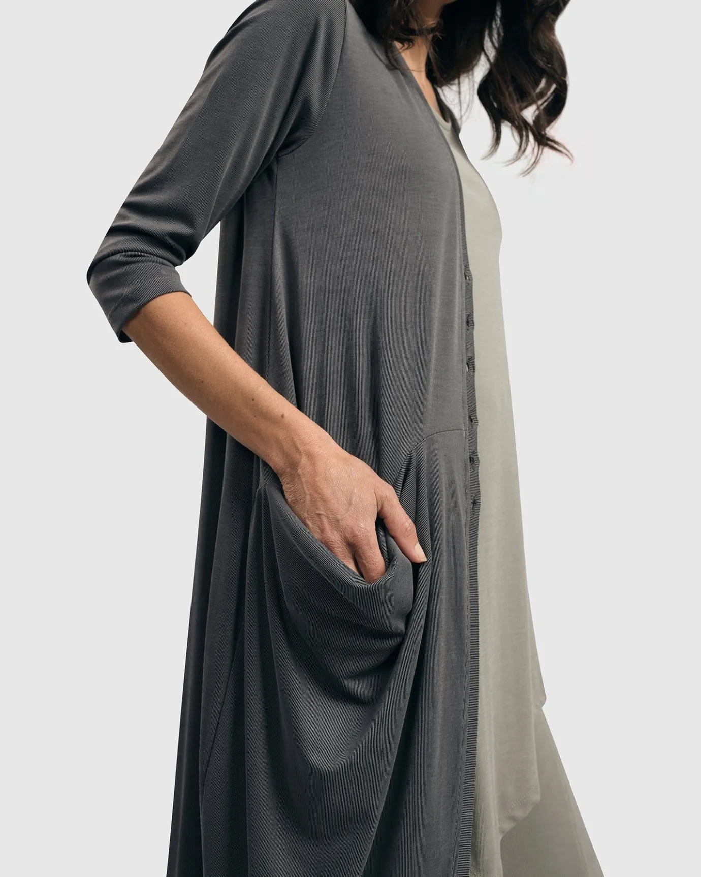 Women Alembika Jackets<Essential Draped Cocoon Jacket, Grey