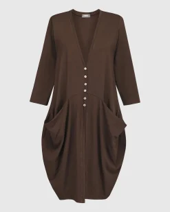 Women Alembika Plus<Essential Draped Cocoon Jacket, Coffee