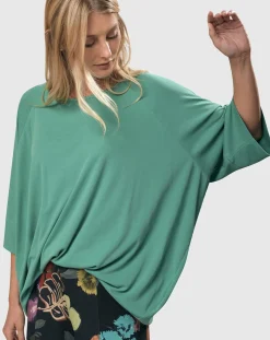 Women Alembika Plus<Essential Favorite Cupro Blouson Top, Seafoam
