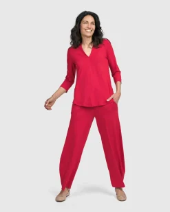 Women Alembika Pants & Skirts<Essential Flow Pants, Red Rose