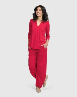 Women Alembika Pants & Skirts<Essential Flow Pants, Red Rose