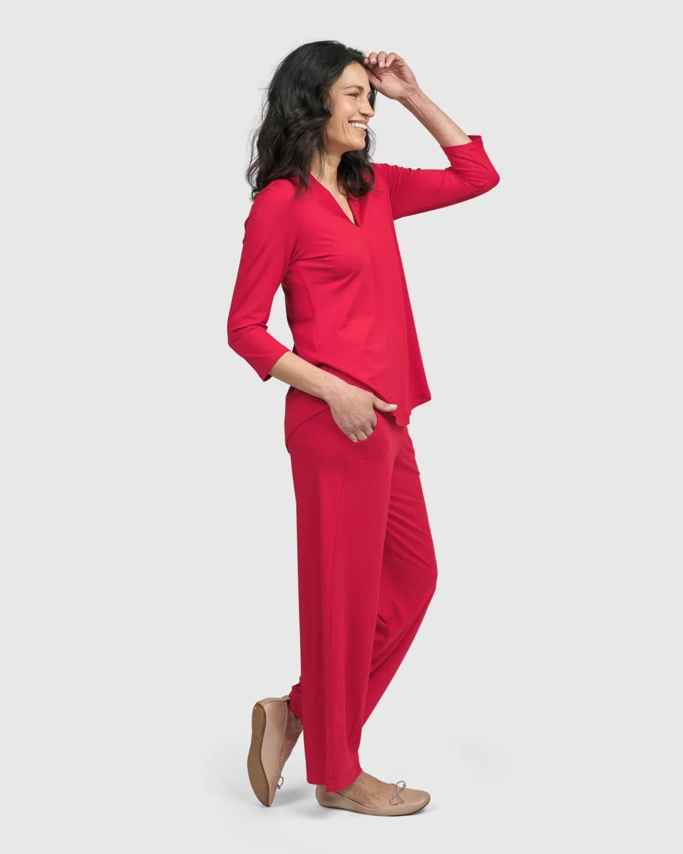 Women Alembika Pants & Skirts<Essential Flow Pants, Red Rose