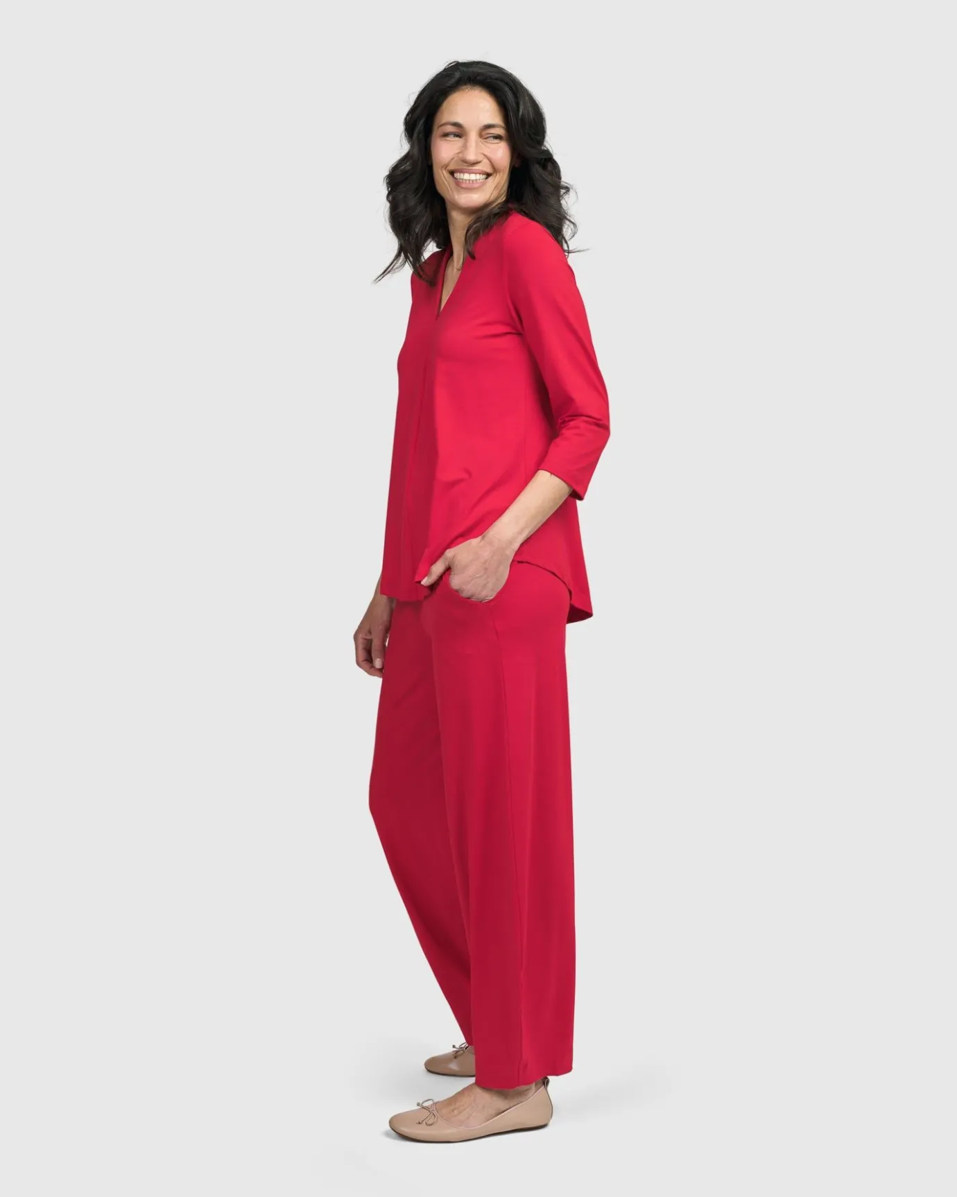 Women Alembika Pants & Skirts<Essential Flow Pants, Red Rose