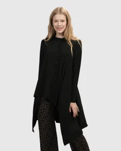 Women Alembika Tops & Tunics<Essential Hi-Lo Button Down Top, Black