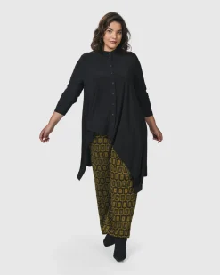 Women Alembika Plus<Essential Hi-Lo Button Down Top, Black