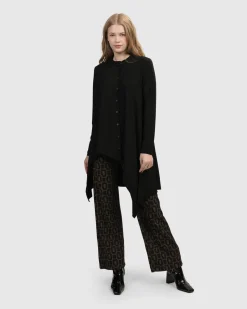 Women Alembika Plus<Essential Hi-Lo Button Down Top, Black