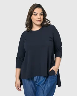 Women Alembika Plus<Essential Hi-Lo Top, Navy