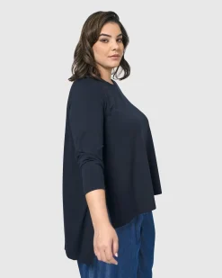 Women Alembika Plus<Essential Hi-Lo Top, Navy